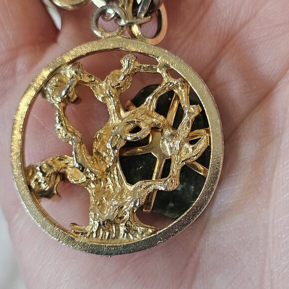 VTG Unsigned Kramer Jade Tree Bracelet Faux Pearl Clipon Earring Brooch Set Gold - Picture 8 of 16